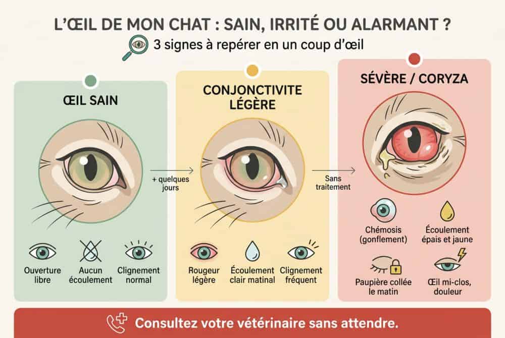 Galerie visuelle : conjonctivite légère, sévère ou coryza ?