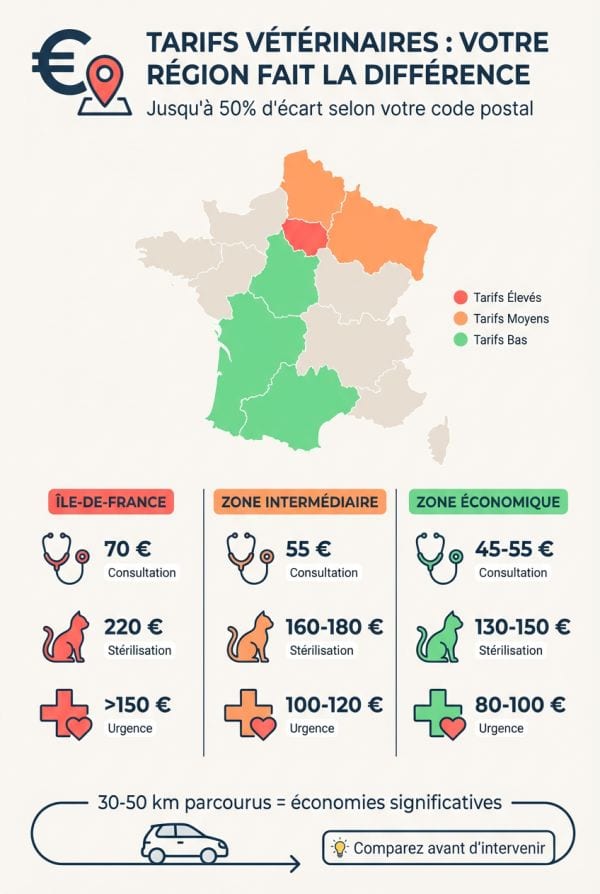 Tarifs vétérinaires par région : où votre code postal impacte votre facture