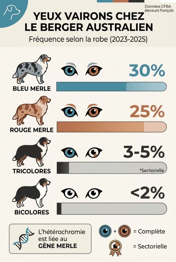 Fréquence des yeux vairons par type de robe