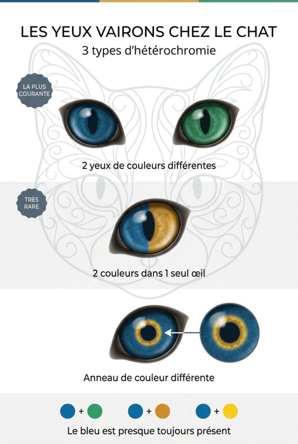 Les différents types d'yeux vairons chez le chat