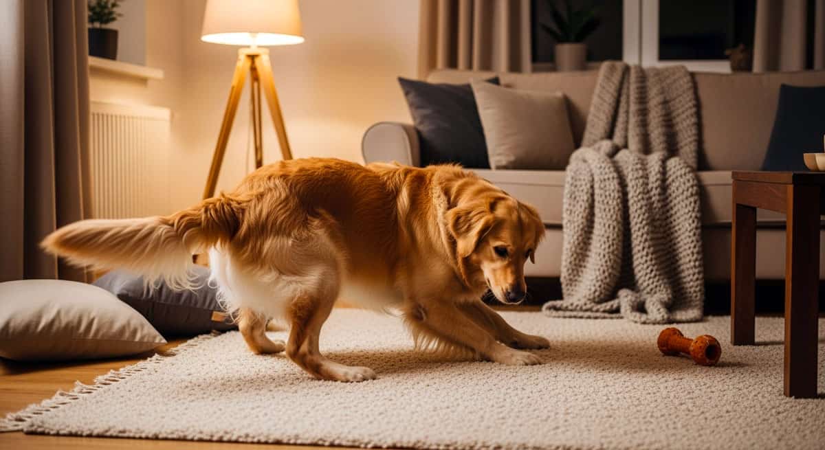 Chien qui tourne en rond avant de dormir