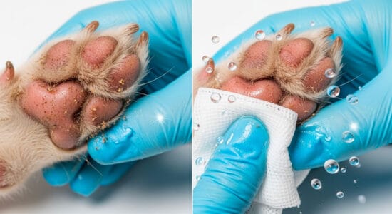 Coussinets de chien abîmés