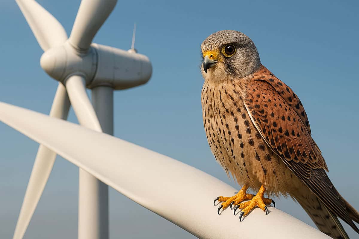 Faucon crécerellette et éoliennes