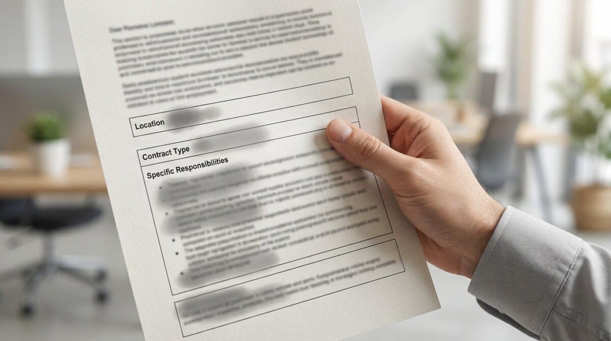 Lecture attentive d'une annonce vétérinaire révélant des détails cachés