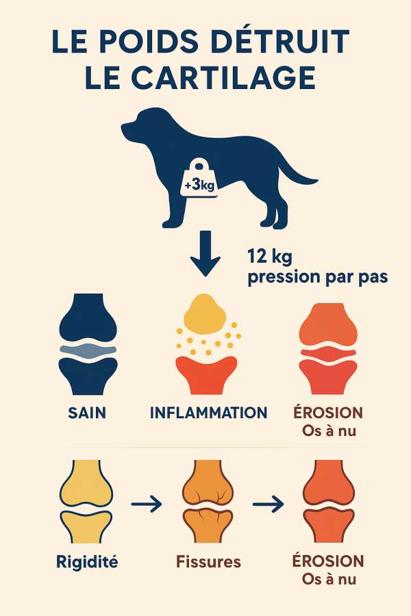 Comment les kilos superflus détruisent progressivement le cartilage