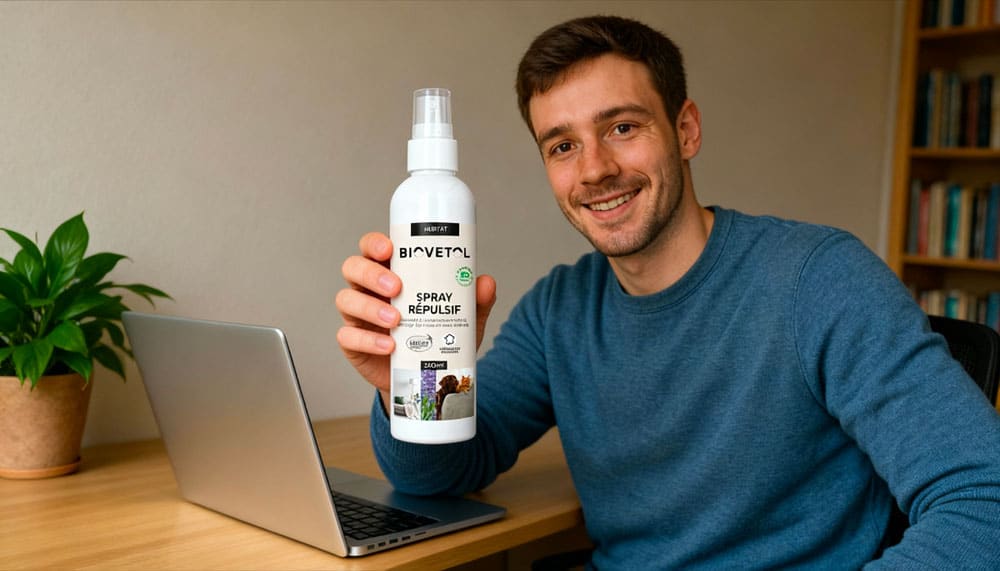 Thierry présente le spray répulsif
