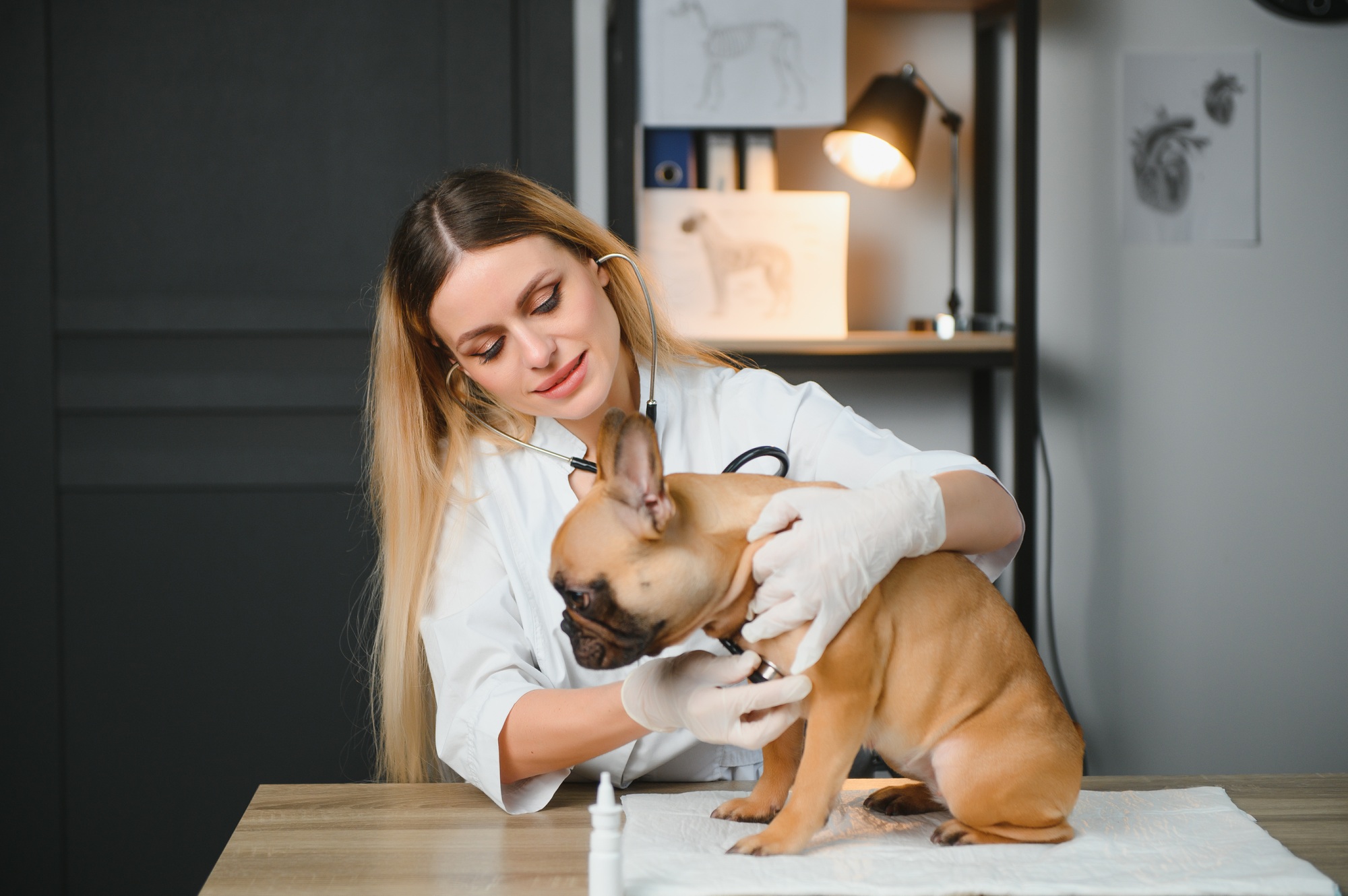 Chien dans clinique vétérinaire